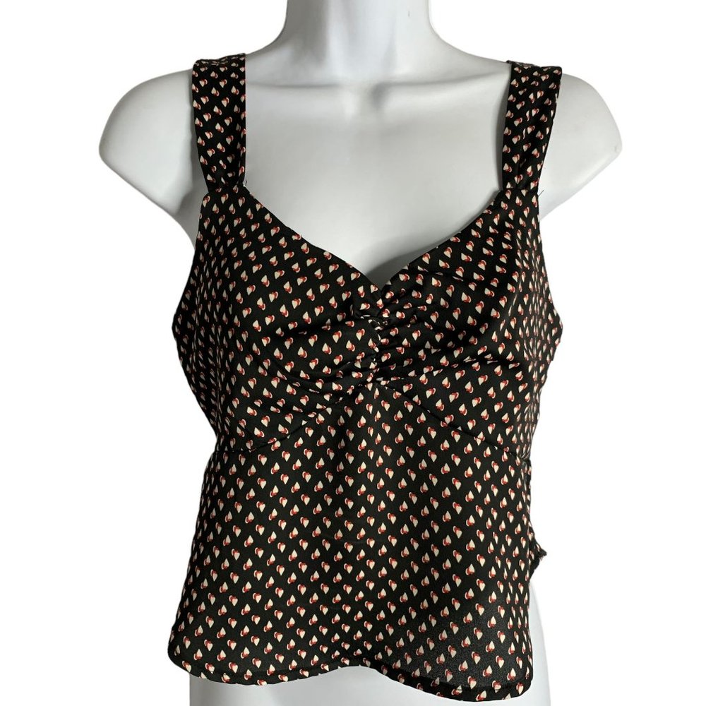 Emory Park Sweetheart Cropped Tank Top M Black Hearts Sleeveless Side Zipper